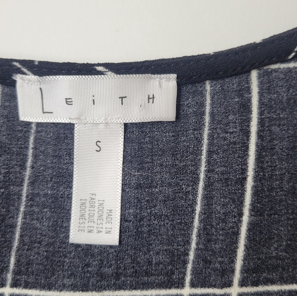 Leith Everyday Shift Dress Window Pane Plaid Pockets Sleeveless Black White S - Picture 6 of 10